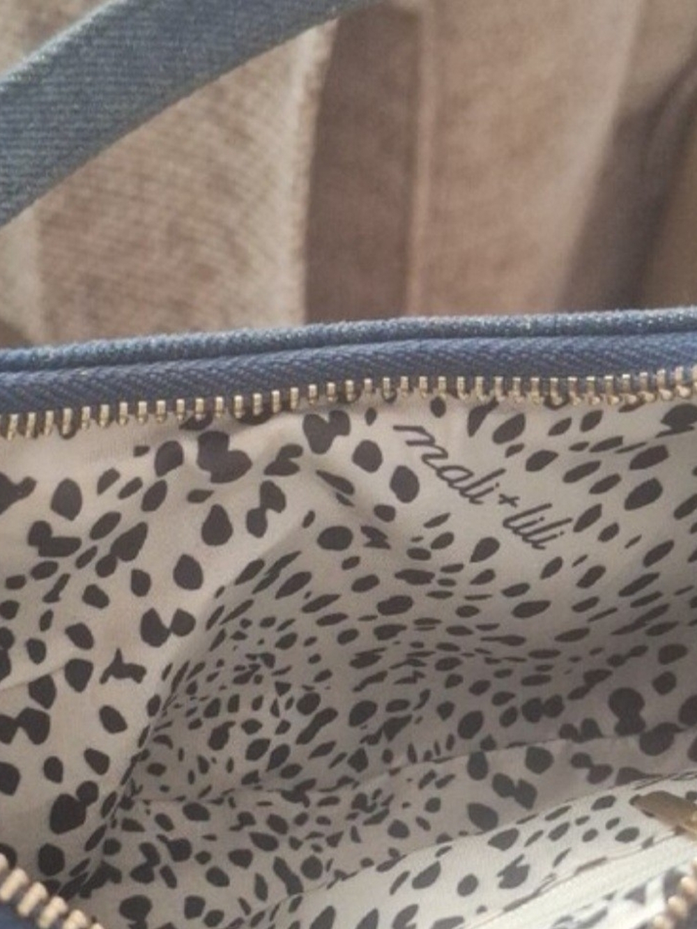 Woven Crescent Shoulder Bag in Blue Denim - Picture 3 of 3